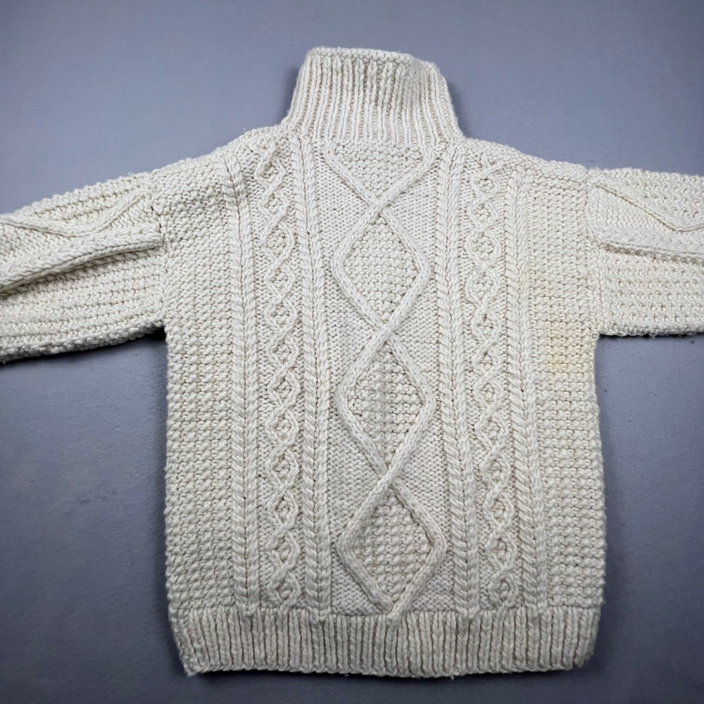 Vintage Hand‎ Knit Cardigan Sweater Mens L Cream Wool Cable Knit Ecuador C.C.H. - Picture 12 of 13